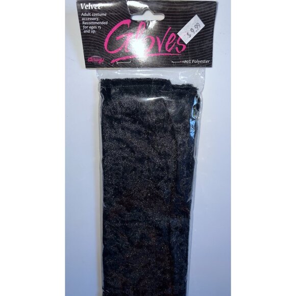 Black Velvet Opera Gloves Long Formal Costume Accessory One Size - Picture 4 of 5